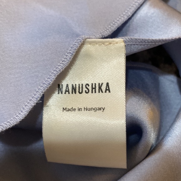 NANUSHKA BLUE NAILA KNOTTED SILK-CHARMEUSE SHORTS size M - Picture 6 of 6